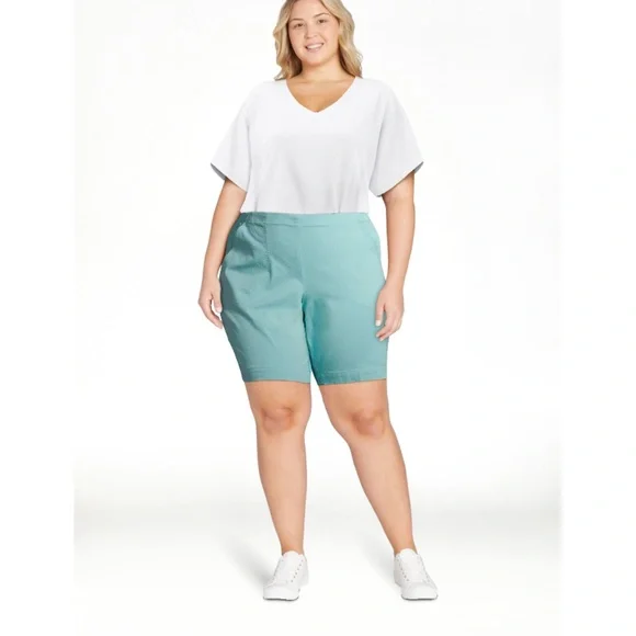 Just My Size Women’s Plus Size Aqua 2 Pocket Shorts Size 2X NEW - Picture 7 of 8